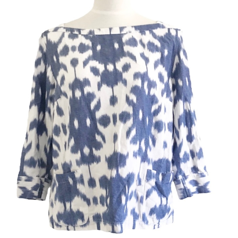Vineyard Vines Ikat Dyed Boatneck Top With Pockets